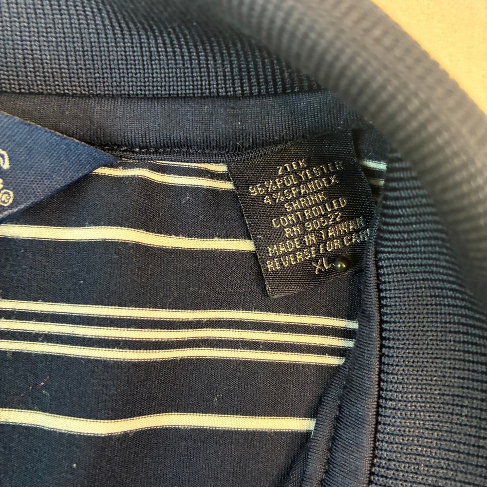 Crable Polo Shirt Mens XL Navy Blue Striped Notre Dame Fighting Irish Collegiate - Picture 3 of 6